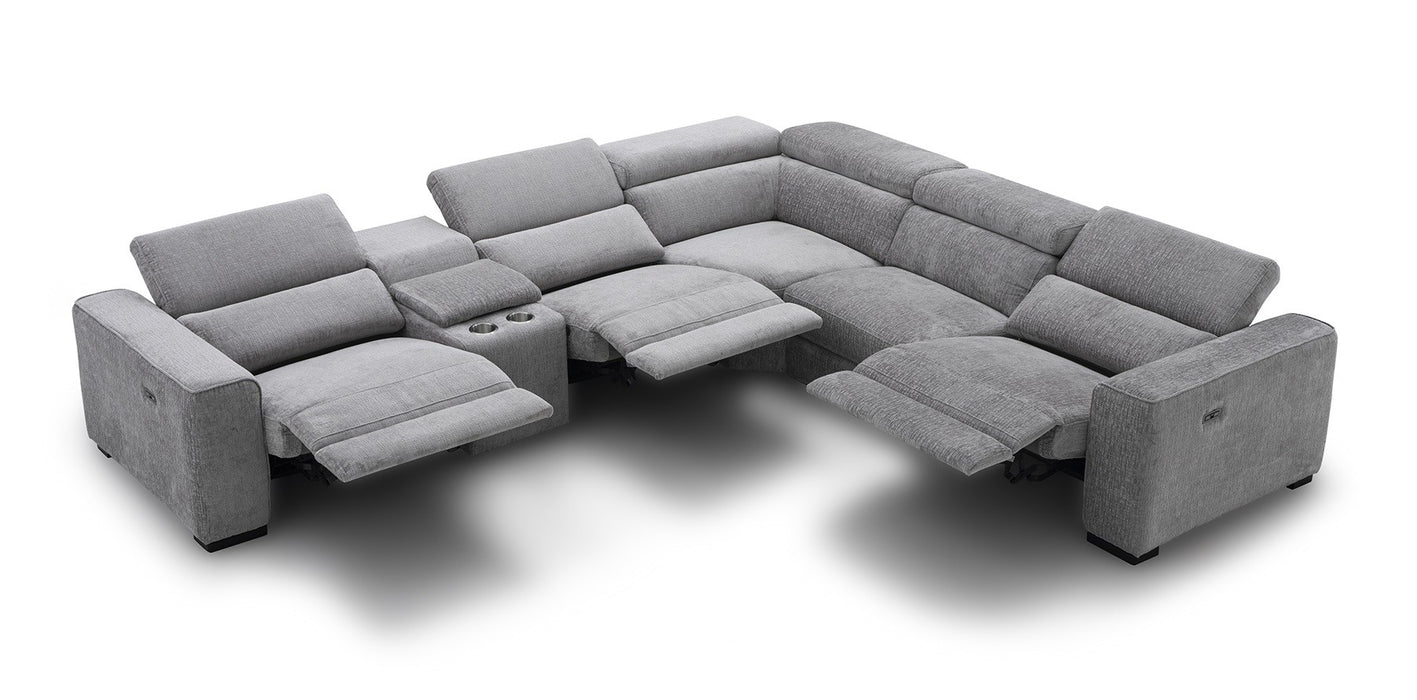 J&M Furniture - Picasso 6Pc Fabric Motion Sectional Sofa In Light Grey - 19965-LTG - GreatFurnitureDeal