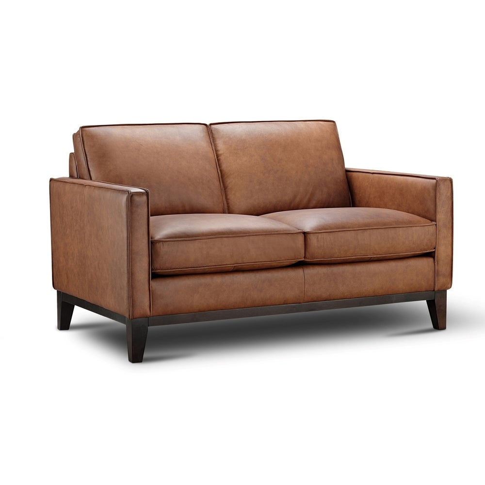 Full grain leather deals loveseat