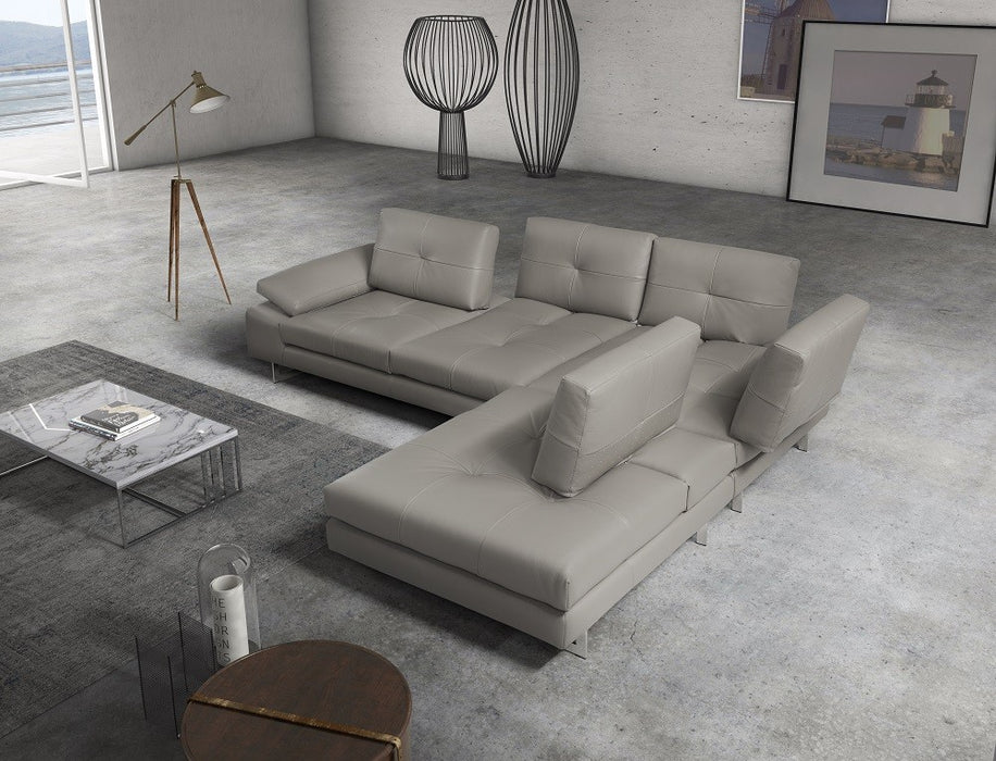 J&M Furniture - The Prive Leather RHF Sectional Sofa in Grey - 18345-RHF - GreatFurnitureDeal