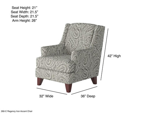 Southern Home Furnishings - Regency Accent Chair in Grey - 260-C Regency Iron - GreatFurnitureDeal