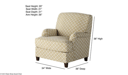 Southern Home Furnishings - Owen Straw Accent Chair in Yellow/White - 01-02-C Owen Straw-MTO - GreatFurnitureDeal