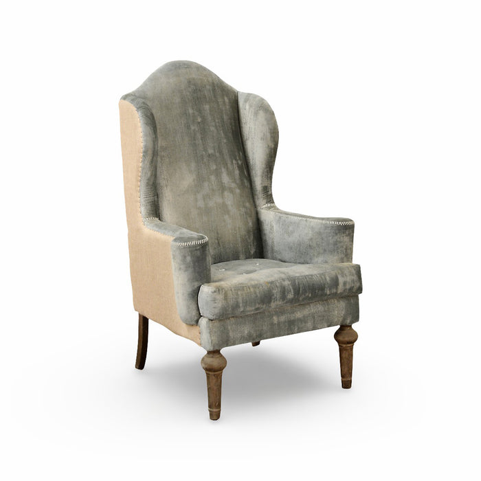 GJ Styles - Cheltenham Chair Blue Velvet & Burlap - RA47 - GreatFurnitureDeal
