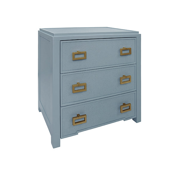 Worlds Away - Radley Three Drawer Side Table With Matte Light Blue Frame and Light Blue - RADLEY LB - GreatFurnitureDeal