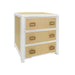 Worlds Away - Radley Three Drawer Side Table Matte White Lacquer Frame and Natural - RADLEY NAT - GreatFurnitureDeal
