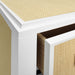 Worlds Away - Radley Three Drawer Side Table Matte White Lacquer Frame and Natural - RADLEY NAT - GreatFurnitureDeal