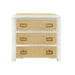 Worlds Away - Radley Three Drawer Side Table Matte White Lacquer Frame and Natural - RADLEY NAT - GreatFurnitureDeal