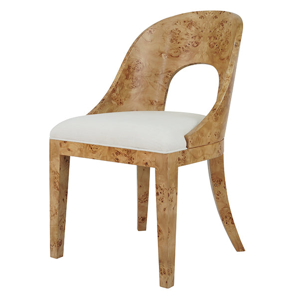 Worlds Away - Rafferty Curved Back Wooden Dining Chair In Burl Wood With Performance White - RAFFERTY BW - GreatFurnitureDeal