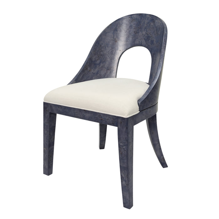 Worlds Away - Rafferty Curved Back Wooden Dining Chair In Navy Burl - RAFFERTY NVYBW - GreatFurnitureDeal