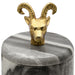 Worlds Away - Black Marble Container With Brass Ram Handle - RAMMY - GreatFurnitureDeal