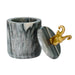 Worlds Away - Black Marble Container With Brass Ram Handle - RAMMY - GreatFurnitureDeal