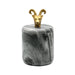 Worlds Away - Black Marble Container With Brass Ram Handle - RAMMY - GreatFurnitureDeal