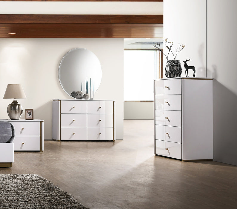 J&M Furniture - Lucera White Lacquer 5 Drawer Chest - 17995-CH-WHITE - GreatFurnitureDeal