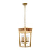 Worlds Away - Ren 4-Light Hexagon Pendant With Gold Metal Frame and Inset Burl Wood - REN G - GreatFurnitureDeal
