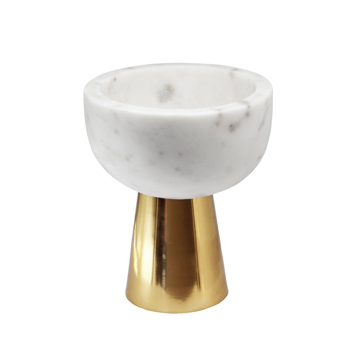 Worlds Away - Small White Marble Bowl With Brass Base - REVE SM - GreatFurnitureDeal