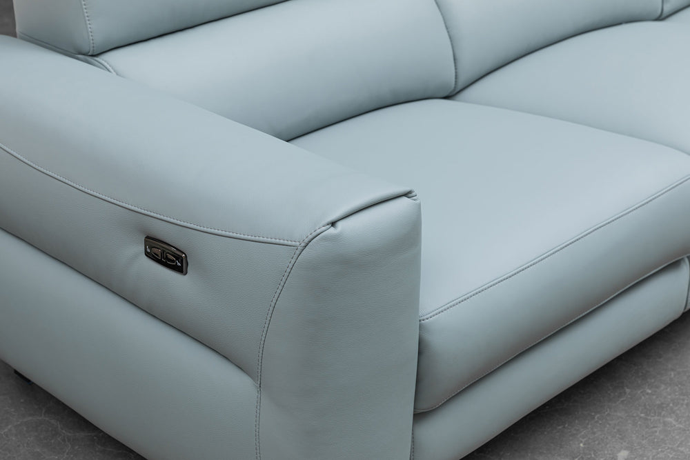 ESF Furniture - RG19141A Sectional Sofa w/ Recliner in Blue - RG19141A-SEC-BLUE - GreatFurnitureDeal