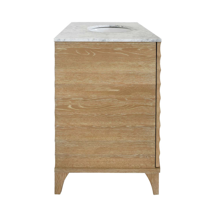 Worlds Away - Rhodes Bath Vanity With Vertical Fluted Detail On Drawers In Cerused Oak - RHODES CO