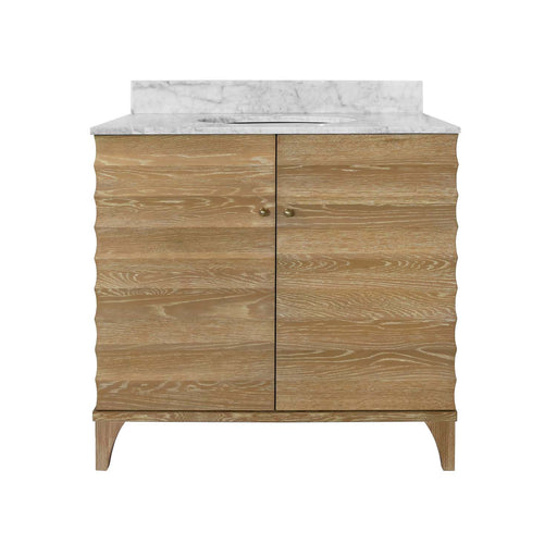 Worlds Away - Rhodes Bath Vanity With Vertical Fluted Detail On Drawers In Cerused Oak - RHODES CO - GreatFurnitureDeal
