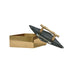 Worlds Away - Small Diamond Shaped Brass Box With Black Marble Top And Brass Bamboo Handle - RHOMA SM - GreatFurnitureDeal