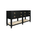 Worlds Away - Four Drawer Console With Open Cane Shelf In Black Oak - RICHMOND BO - GreatFurnitureDeal