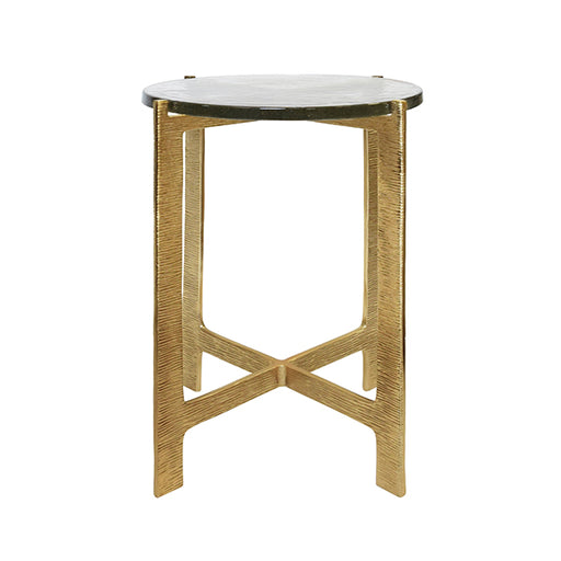 Worlds Away - Round Side Table With Hammered Brass Base And Thick Poured Glass Top - RICKY - GreatFurnitureDeal