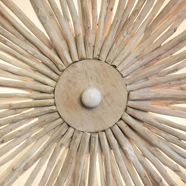 Worlds Away - Large Round Wall Sconce Handcrafted With Whitewash Eucalyptus Wood - RIO LG - GreatFurnitureDeal