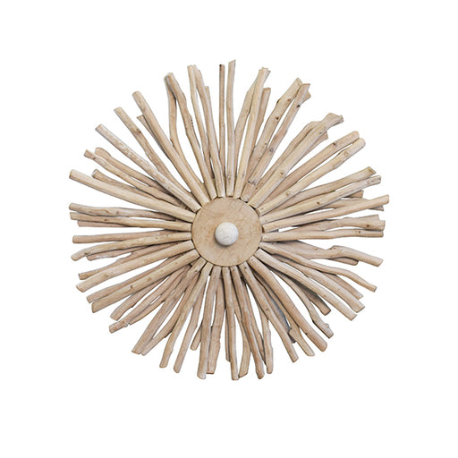 Worlds Away - Small Round Wall Sconce Handcrafted With Whitewash Eurcalyptus Wood - RIO SM - GreatFurnitureDeal