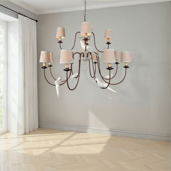 GJ Styles - Eaton Chandelier with Washed Wood and Rust - RL102 - GreatFurnitureDeal