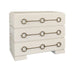 Worlds Away - Roderick Three Drawer Chest With Antique Brass Connected Circle Hardware In Matte Antique White Lacquer - RODERICK AW - GreatFurnitureDeal