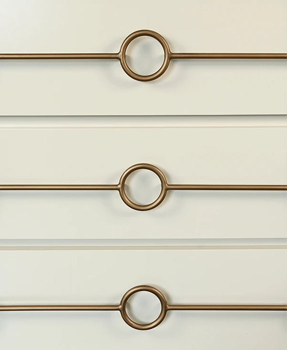 Worlds Away - Roderick Three Drawer Chest With Antique Brass Connected Circle Hardware In Matte Antique White Lacquer - RODERICK AW - GreatFurnitureDeal