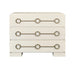Worlds Away - Roderick Three Drawer Chest With Antique Brass Connected Circle Hardware In Matte Antique White Lacquer - RODERICK AW - GreatFurnitureDeal