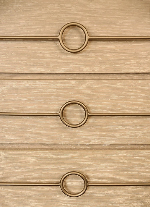 Worlds Away - Roderick Three Drawer Chest With Antique Brass Connected Circle Hardware In Cerused Oak - RODERICK CO - GreatFurnitureDeal