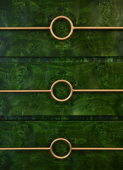 Worlds Away - Roderick Three Drawer Chest With Antique Brass Connected Circle Hardware In Emerald Burl Wood - RODERICK EBW - GreatFurnitureDeal