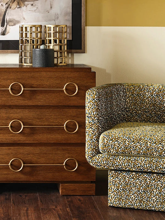 Worlds Away - Roderick Three Drawer Chest With Antique Brass Connected Circle Hardware In Provincial Brown Oak - RODERICK PBO - GreatFurnitureDeal