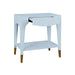 Worlds Away - Ronny Tapered Leg One Drawer Side Table With Antique Brass Foot Caps In Light Blue Lacquer - RONNY LB - GreatFurnitureDeal