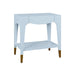 Worlds Away - Ronny Tapered Leg One Drawer Side Table With Antique Brass Foot Caps In Light Blue Lacquer - RONNY LB - GreatFurnitureDeal