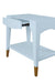 Worlds Away - Ronny Tapered Leg One Drawer Side Table With Antique Brass Foot Caps In Light Blue Lacquer - RONNY LB - GreatFurnitureDeal