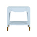 Worlds Away - Ronny Tapered Leg One Drawer Side Table With Antique Brass Foot Caps In Light Blue Lacquer - RONNY LB - GreatFurnitureDeal