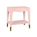 Worlds Away - Ronny Tapered Leg One Drawer Side Table With Antique Brass Foot Caps In Pink Lacquer - RONNY PI - GreatFurnitureDeal