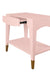 Worlds Away - Ronny Tapered Leg One Drawer Side Table With Antique Brass Foot Caps In Pink Lacquer - RONNY PI - GreatFurnitureDeal