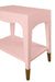 Worlds Away - Ronny Tapered Leg One Drawer Side Table With Antique Brass Foot Caps In Pink Lacquer - RONNY PI - GreatFurnitureDeal
