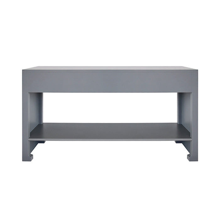 Worlds Away - Rosalind Three Drawer Cane Console Table in Matte Dark Grey Lacquer - ROSALIND GRY - GreatFurnitureDeal