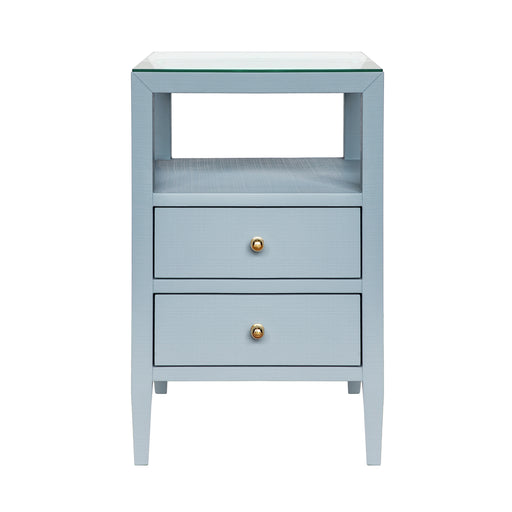 Worlds Away - Roscoe Side Table In Textured Light Blue Linen - ROSCOE LB - GreatFurnitureDeal