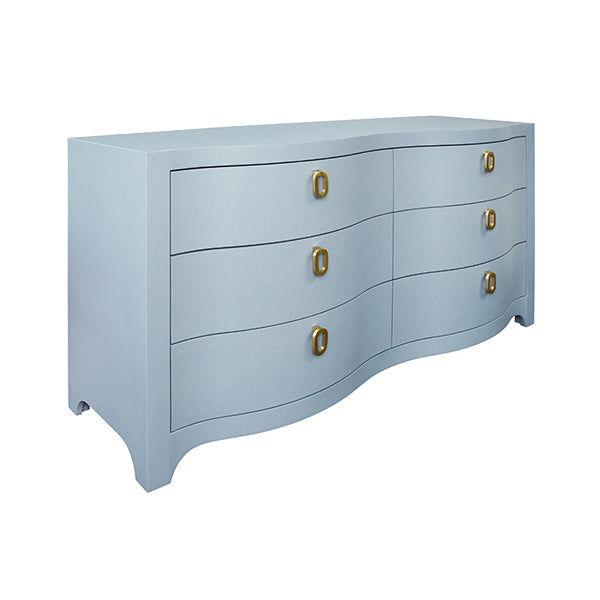 Worlds Away - Rosie Curved Front Six Drawer Chest In Textured Light Blue - ROSIE LB - GreatFurnitureDeal