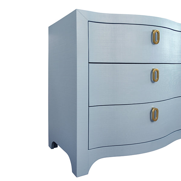 Worlds Away - Rosie Curved Front Six Drawer Chest In Textured Light Blue - ROSIE LB - GreatFurnitureDeal