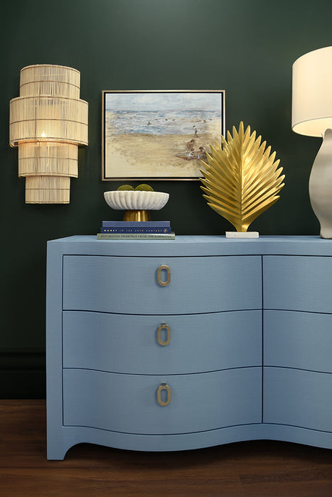 Worlds Away - Rosie Curved Front Six Drawer Chest In Textured Light Blue - ROSIE LB - GreatFurnitureDeal