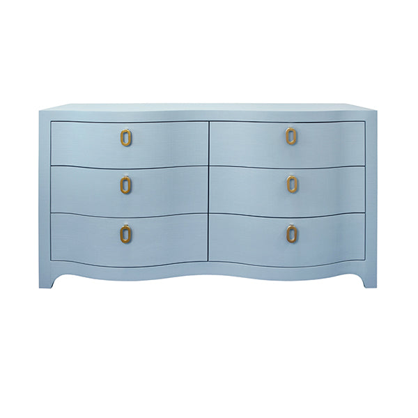 Worlds Away - Rosie Curved Front Six Drawer Chest In Textured Light Blue - ROSIE LB - GreatFurnitureDeal