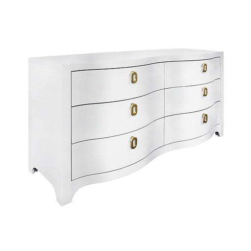 Worlds Away - Rosie Curved Front Six Drawer Chest in Textured White - ROSIE WH - GreatFurnitureDeal