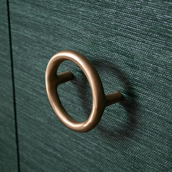 Worlds Away - Four Door Buffet With Antique Brass Circle Hardware In Dyed Green Grasscloth - RUE GR - GreatFurnitureDeal