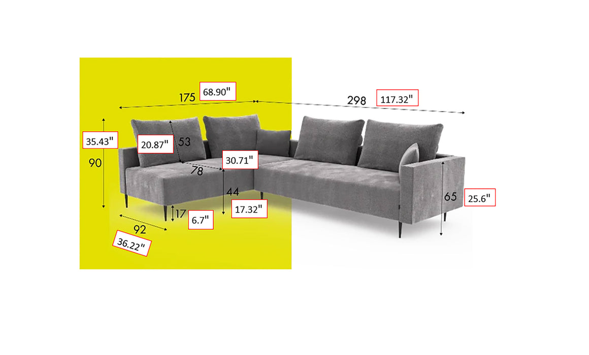 ESF Furniture - Redford Sectional in Beige - REDFORD-SEC