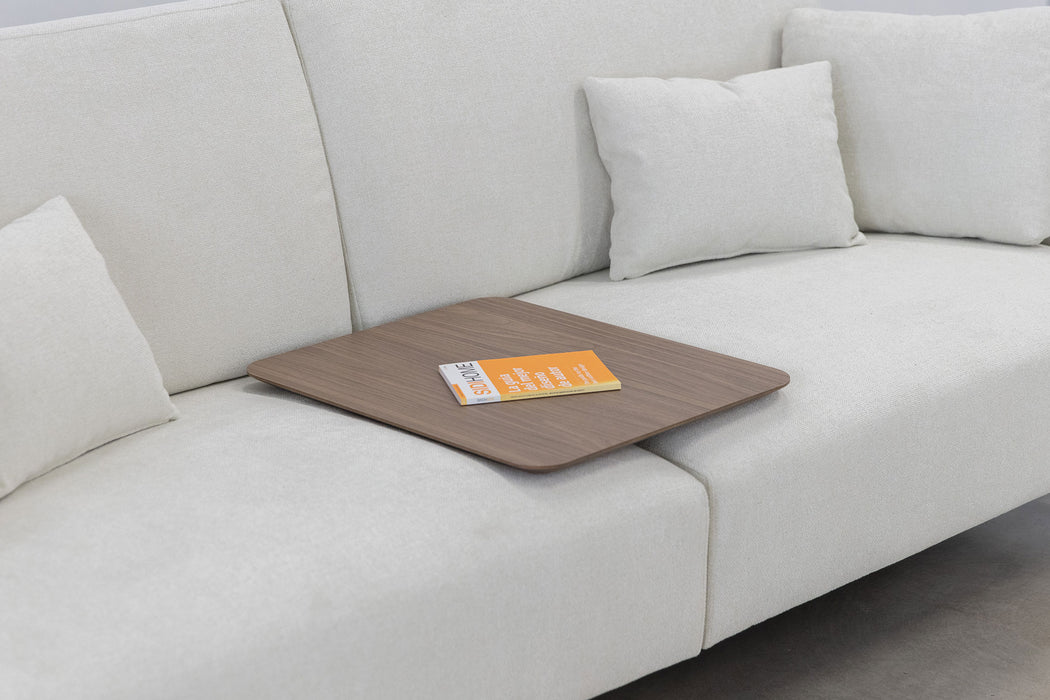 ESF Furniture - Redford Sectional with Moonap Wooden Top in Beige - REDFORD-BEIGE